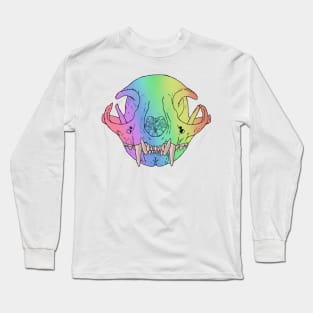 Cat Skull Rainbow Long Sleeve T-Shirt